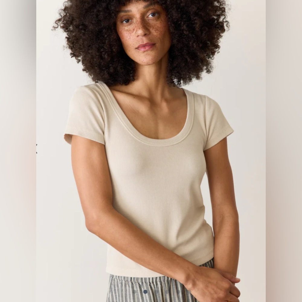 MARINE LAYER - Lexi Rib Sun-In Scoop Tee - Tan (Wishbone) - XS - never worn
